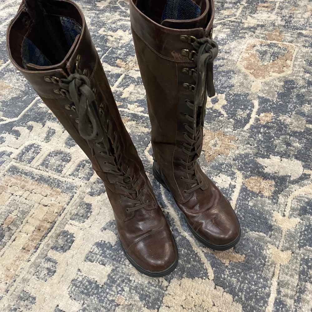 Lace up riding knee high field boots